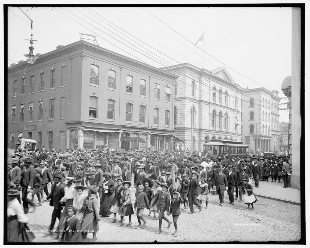 Emancipation Day parade on Main Street, Richmond, Virginia.